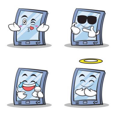 Koleksiyonu kümesi tablet karakter karikatür tarzı