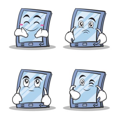 Hisse senedi tablet karakter karikatür tarzı küme