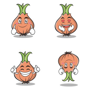 Soğan karakter karikatür koleksiyonu ayarla