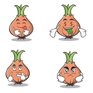 Koleksiyon soğan karakter karikatür ayarla