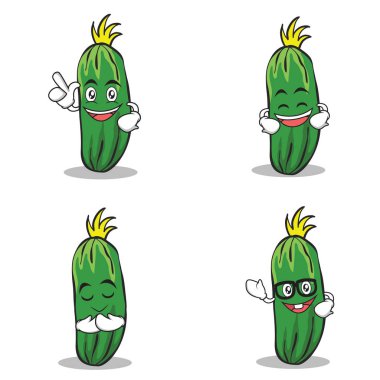 Salatalık karakter karikatür koleksiyonu kümesi