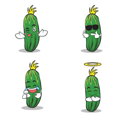 Salatalık karakter karikatür koleksiyonu kümesi