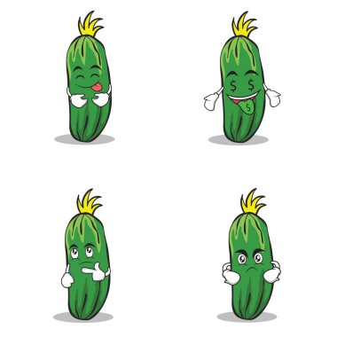 Salatalık karakter karikatür koleksiyonu küme