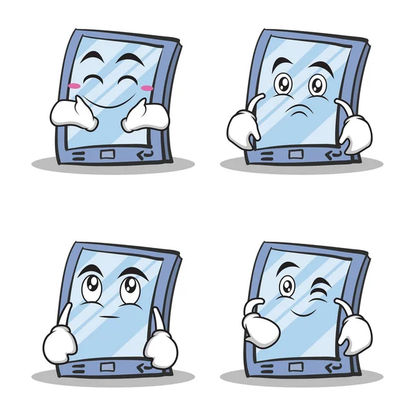 Hisse senedi tablet karakter karikatür tarzı küme