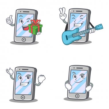 Gitar hediye sırıtışları ile iphone karakter kümesi