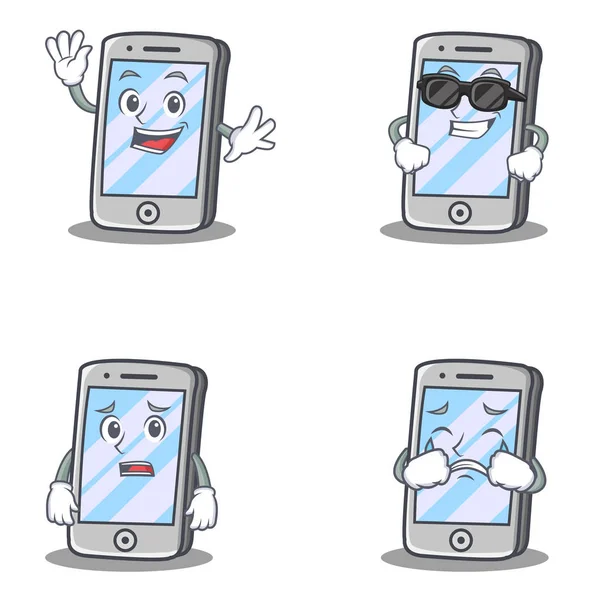 Набір персонажа iPhone з махаючим холодним здивованим плачем — стоковий вектор