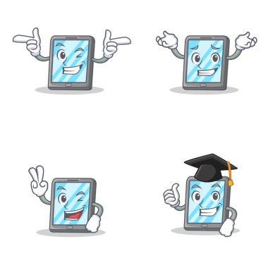 İki parmak mezuniyet sırıtarak wink ile tablet karakterini ayarlamak