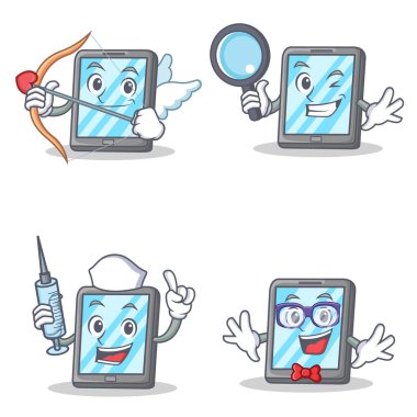 Aşk tanrısı Dedektif hemşire geek ile tablet karakter kümesi