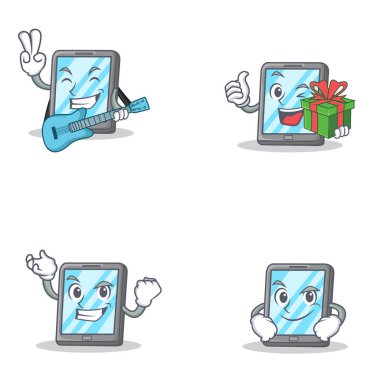 Seyt gitar hediye başarılı sırıtışları ile tablet karakter