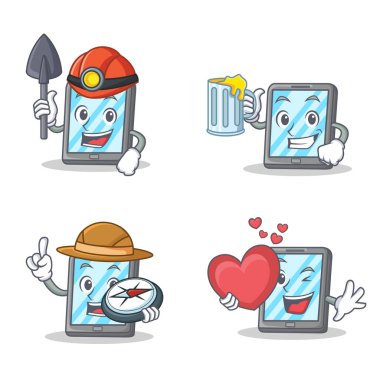 Madenci suyu explorer kalp ile tablet karakter kümesi