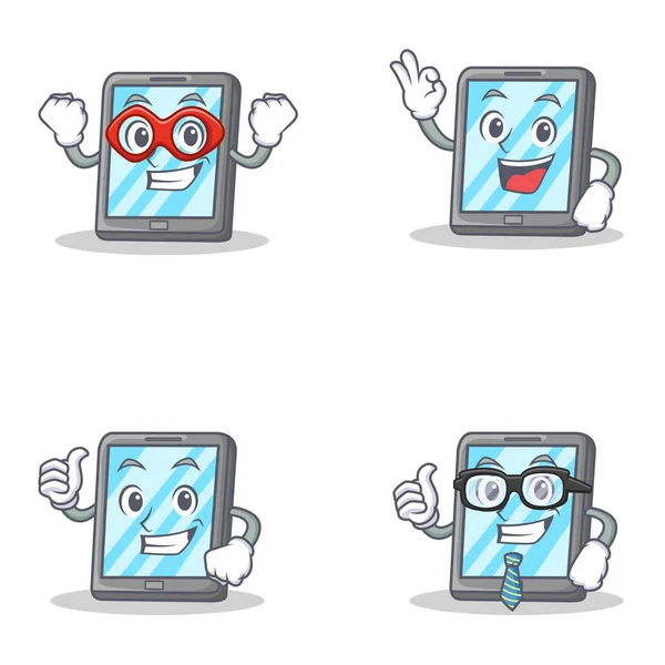 Kahraman iyi gurur işadamı ile tablet karakter kümesi