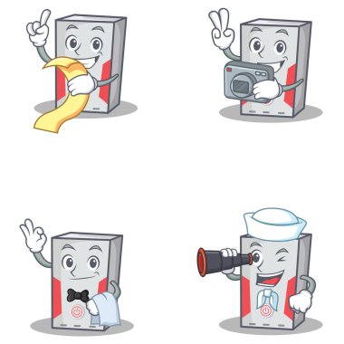 Menü fotoğraf garson dürbün ile bilgisayar karakter kümesi