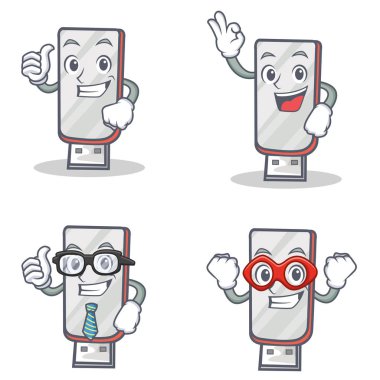 Flashdisk karakteri ile gurur iyi işadamı kahraman kümesi