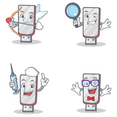 Aşk tanrısı Dedektif hemşire geek ile flashdisk karakter kümesi