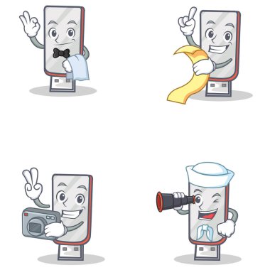 Garson menü fotoğrafçı dürbün ile flashdisk karakter kümesi