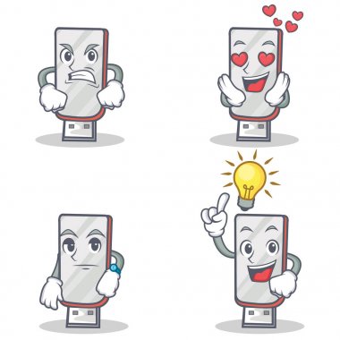 Fikir bekleyen öfkeli sevgiyle flashdisk karakterini ayarlamak