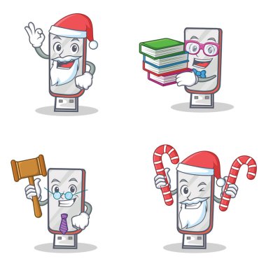 Santa şeker kitap yargıç ile flashdisk karakter kümesi