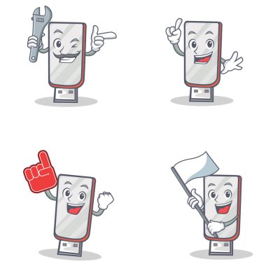 Mekanik Köpük parmak bayrak ile flashdisk karakter kümesi