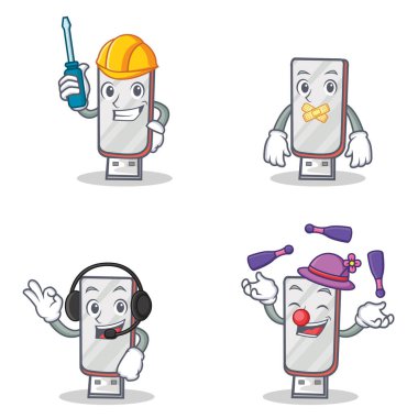 Otomotiv sessiz kulaklık hokkabazlık ile flashdisk karakter kümesi