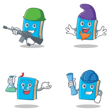 Ordu elf Profesör mimar ile mavi kitap karakteri ayarla