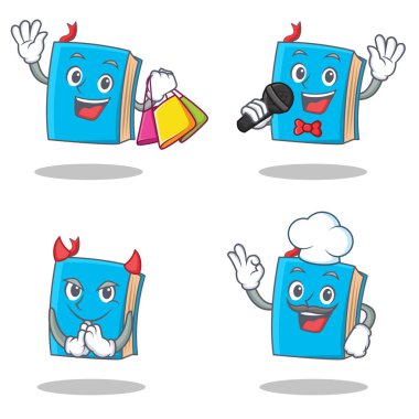 Alışveriş karaoke şeytan Şef ile mavi kitap karakteri ayarla