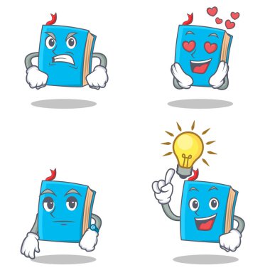 Fikir bekleyen öfkeli sevgi ile mavi kitap karakterini ayarlamak