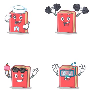 Denizci fitness dondurma dalış ile kırmızı kitap karakter kümesi