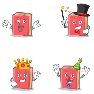 Deli Büyücü Kralı ile kırmızı kitap karakter kümesi palyaço