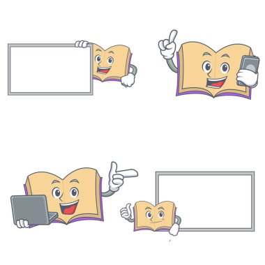 Yönetim Kurulu telefon laptop ile açık kitap karakter kümesi