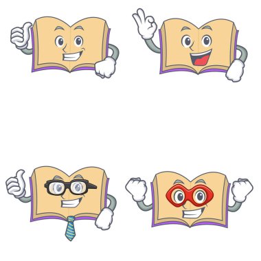 Gurur iyi işadamı kahraman ile açık boook karakter kümesi