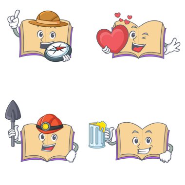 Explorer kalp madenci suyu ile açık kitap karakter kümesi