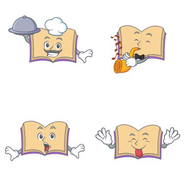 Kümesi ile Şef açık kitap karakteri trompet sürpriz dilini