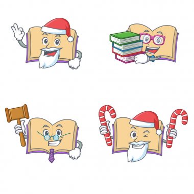 Santa şeker yargıç öğrenci ile açık kitap karakter kümesi