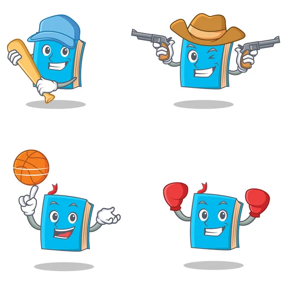Beyzbol kovboy basketbol boks ile mavi kitap karakteri ayarla