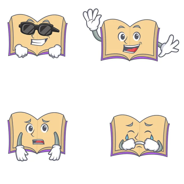 Serin sallayarak korkmuş ağlıyor ile açık kitap karakter kümesi