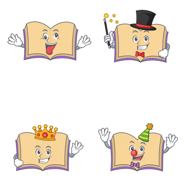 Deli Büyücü Kralı ile açık kitap karakter kümesi palyaço