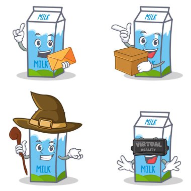 Zarf kutusu cadı ile süt kutusu karakteri sanal ayarla