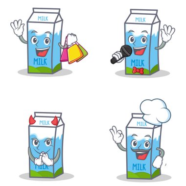 Alışveriş karaoke şeytan Şef ile süt kutusu karakteri ayarla