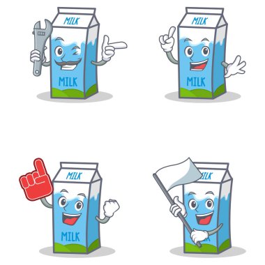 Süt kutusu karakteri ile mekanik köpük parmak bayrak kümesi