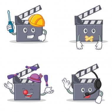 Otomotiv sessiz hokkabazlık kulaklık ile film clapper karakter kümesi