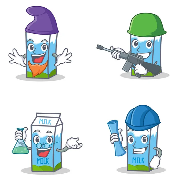 Elf ordu Profesör mimar ile süt kutusu karakter kümesi