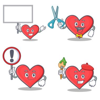 Bring kurulu işareti Kuaför sanatçı ile kalp karakter kümesi