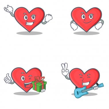 Başarılı smirking hediye gitar ile kalp karakter kümesi