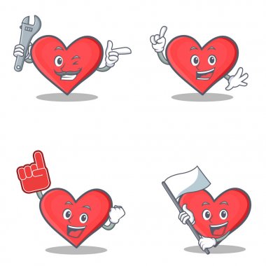 Mekanik Köpük parmak bayrak ile kalp karakter kümesi