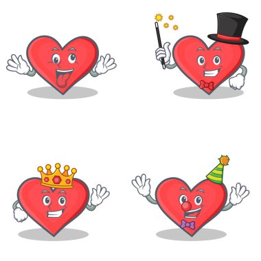 Çılgın Büyücü Kralı ile kalp karakter kümesi palyaço