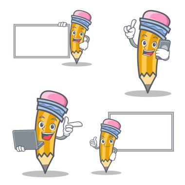 Yönetim Kurulu telefon laptop poz ile kalem karakter kümesi