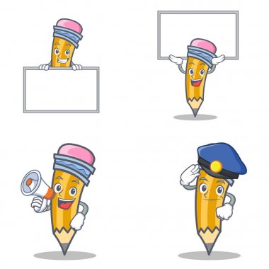 Megafon polis tahtayı ile kalem karakter kümesi