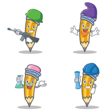 Ordu elf Profesör mimar ile kalem karakter kümesi