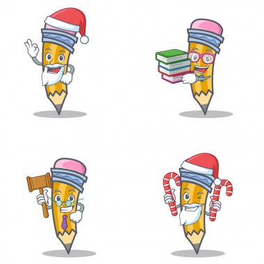 Santa şeker kitap yargıç ile kalem karakter kümesi