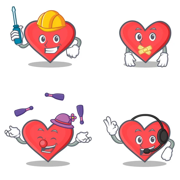 Otomotiv sessiz hokkabazlık kulaklık ile kalp karakter kümesi